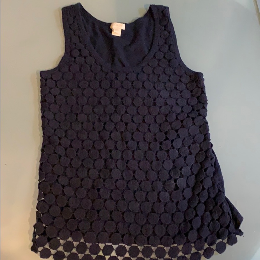 J Crew XXS Navy crotchet sleeveless top